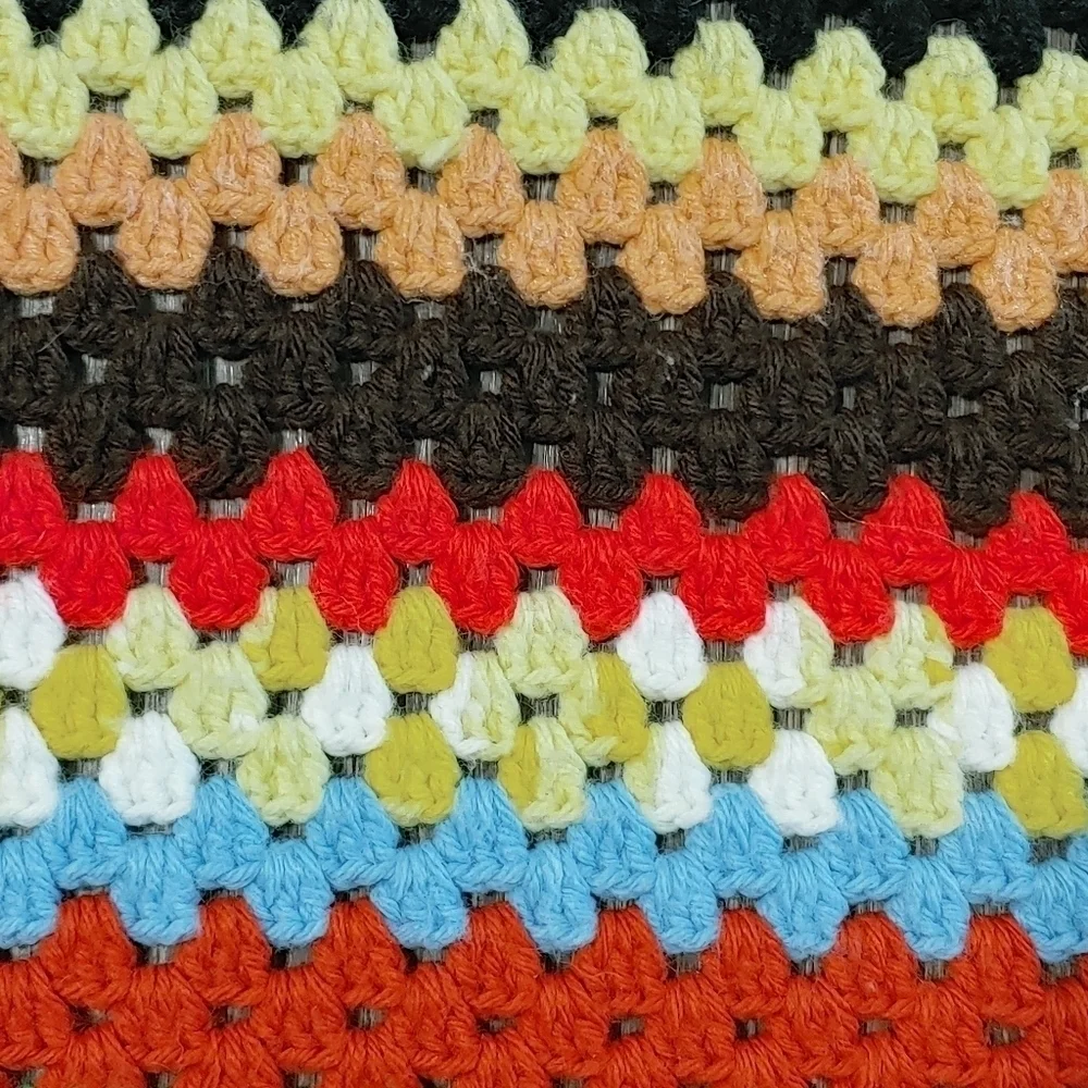 Handmade Crochet Granny Square Multicolored Afghan Blanket